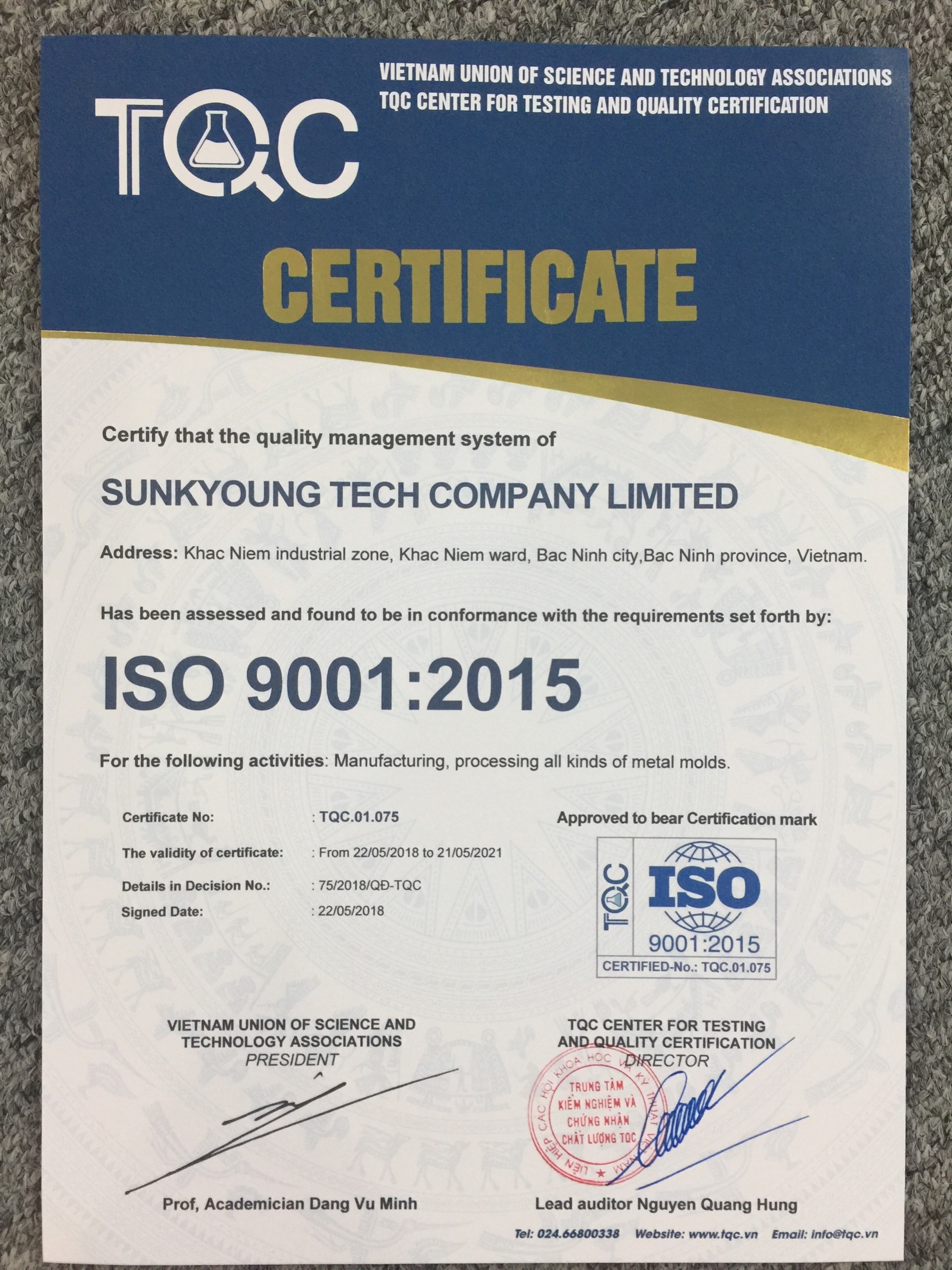 Chứng nhận hệ thống quản lý ISO 9001