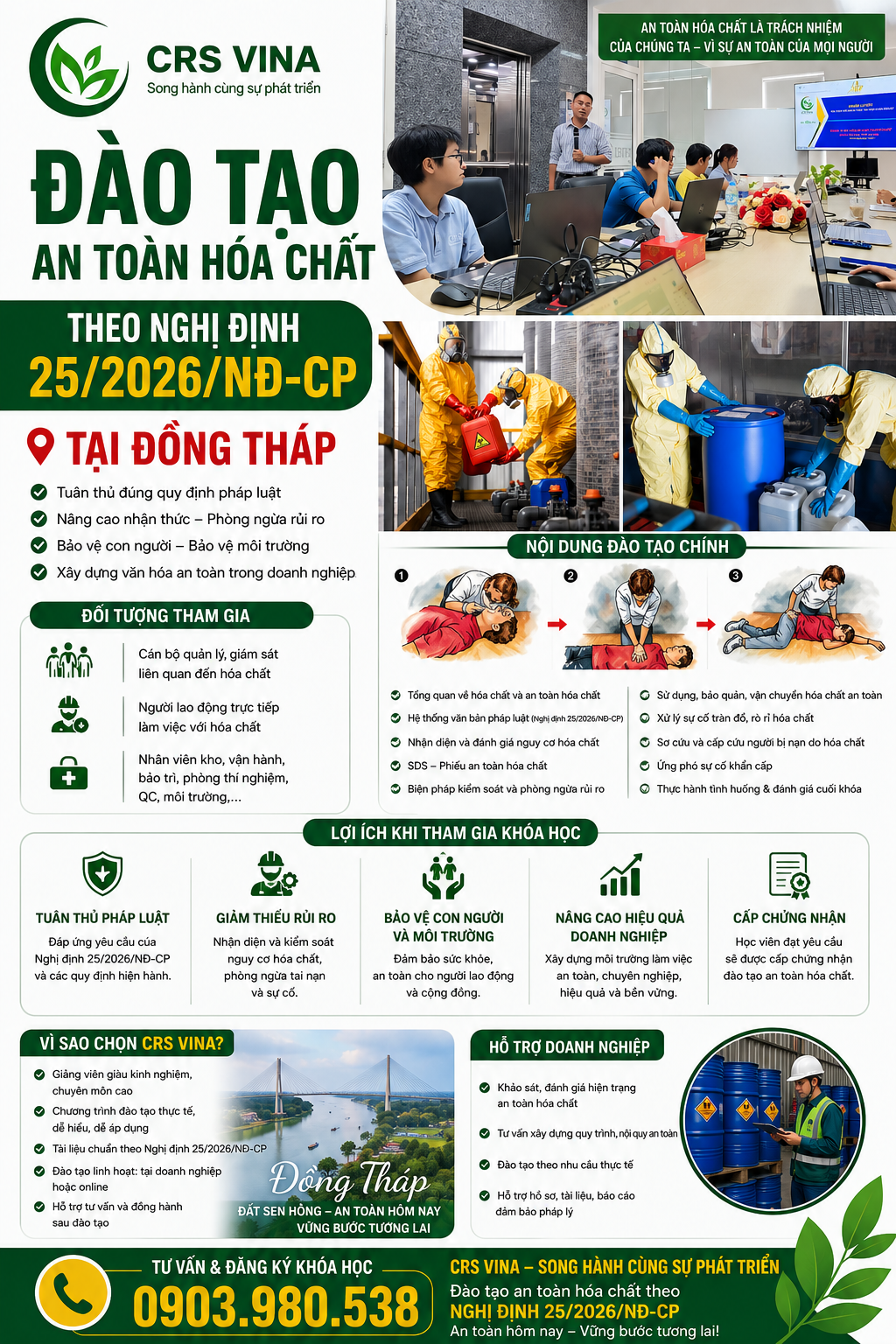 Đơn vị đào tạo an toàn hoá chất tại Đồng Tháp