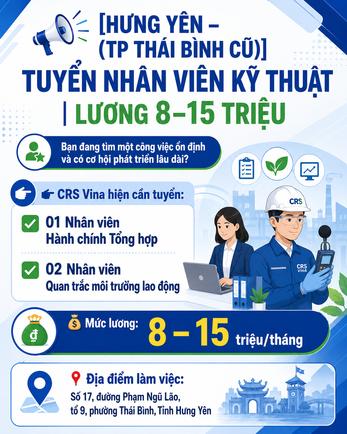 Tuyển dụng kỹ thuật viên quan trắc môi trường 1 Hinh tuyen nhan vien thai binh